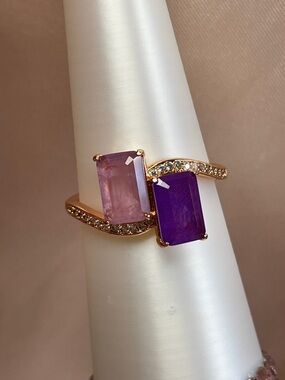 Bomb Party Toi et Moi Purple Fluorite on Rose Gold Size 9